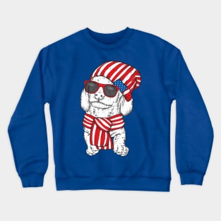 dog hat scarf USA Crewneck Sweatshirt